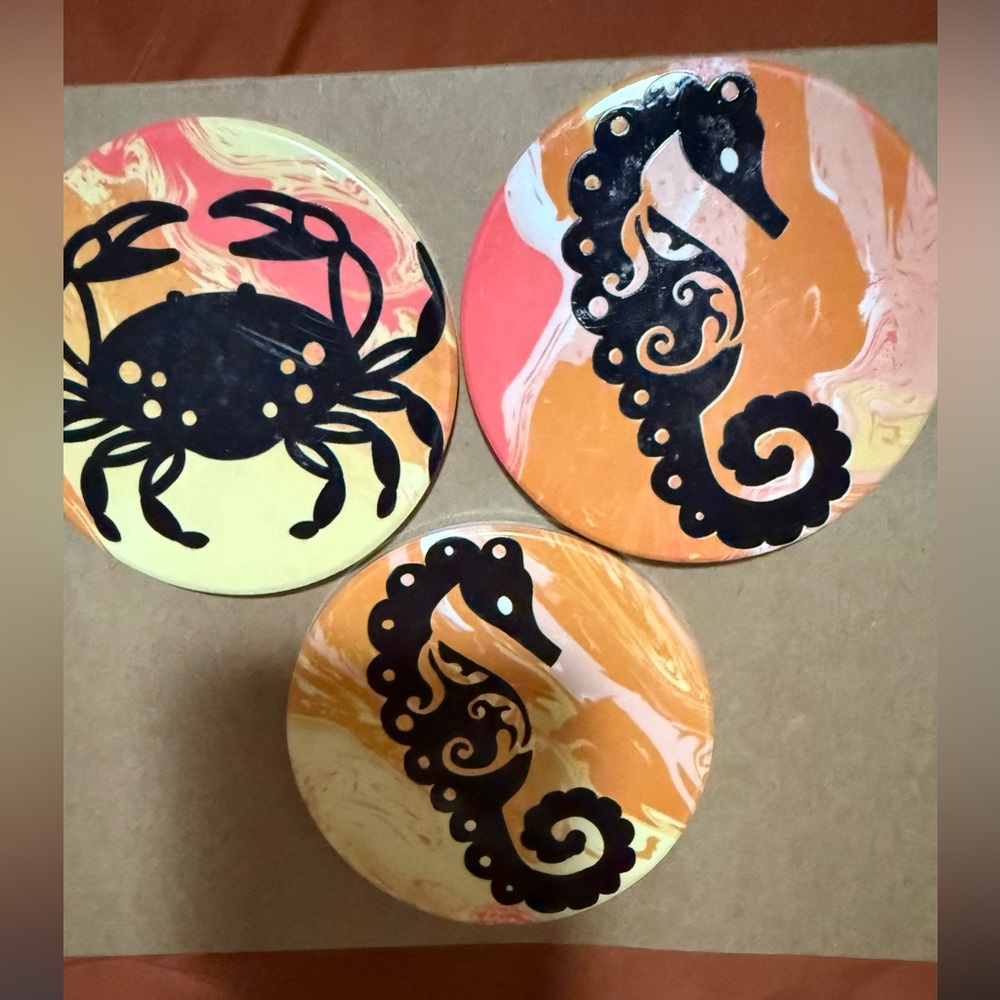 Set of Three Ocean-Themed Coasters